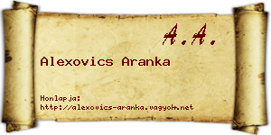 Alexovics Aranka névjegykártya