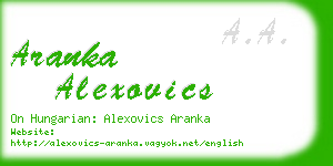 aranka alexovics business card